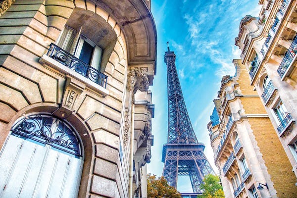 Rose Palmisano: Eiffel Tower Under Blue Skies by Rose Palmisano