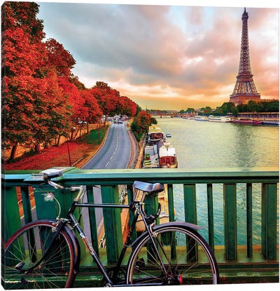 The Eiffel Tower In Fall Colors Canvas Art Print - Rose Palmisano
