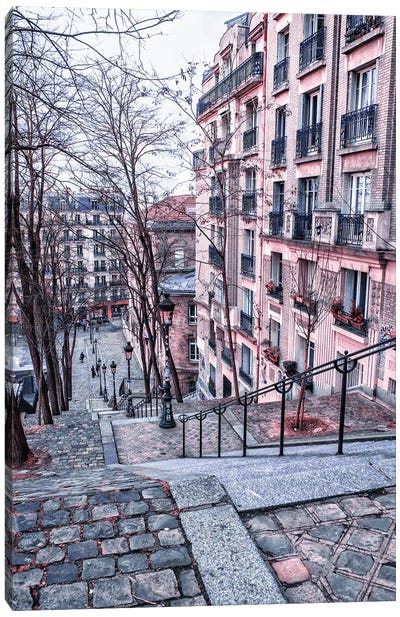 Montmartre Steps Canvas Art Print - Paris Photography