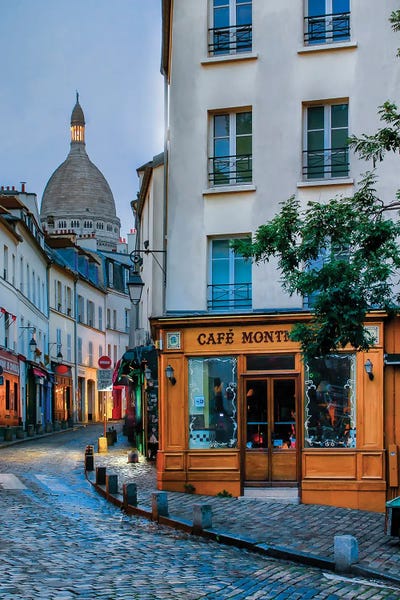 Montmartre Café by Rose Palmisano metal wall art