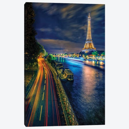 Paris Night Lights Canvas Print #RPM68} by Rose Palmisano Canvas Print