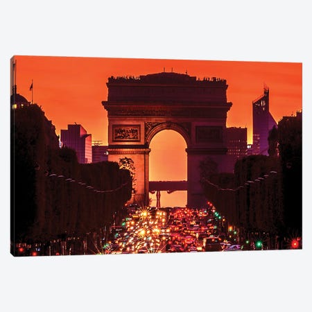 Arc De Triomphe Sunset Canvas Print #RPM72} by Rose Palmisano Canvas Wall Art