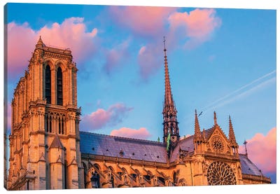 Notre-Dame Cathedral De Paris Sunset Canvas Art Print - Notre Dame Cathedral