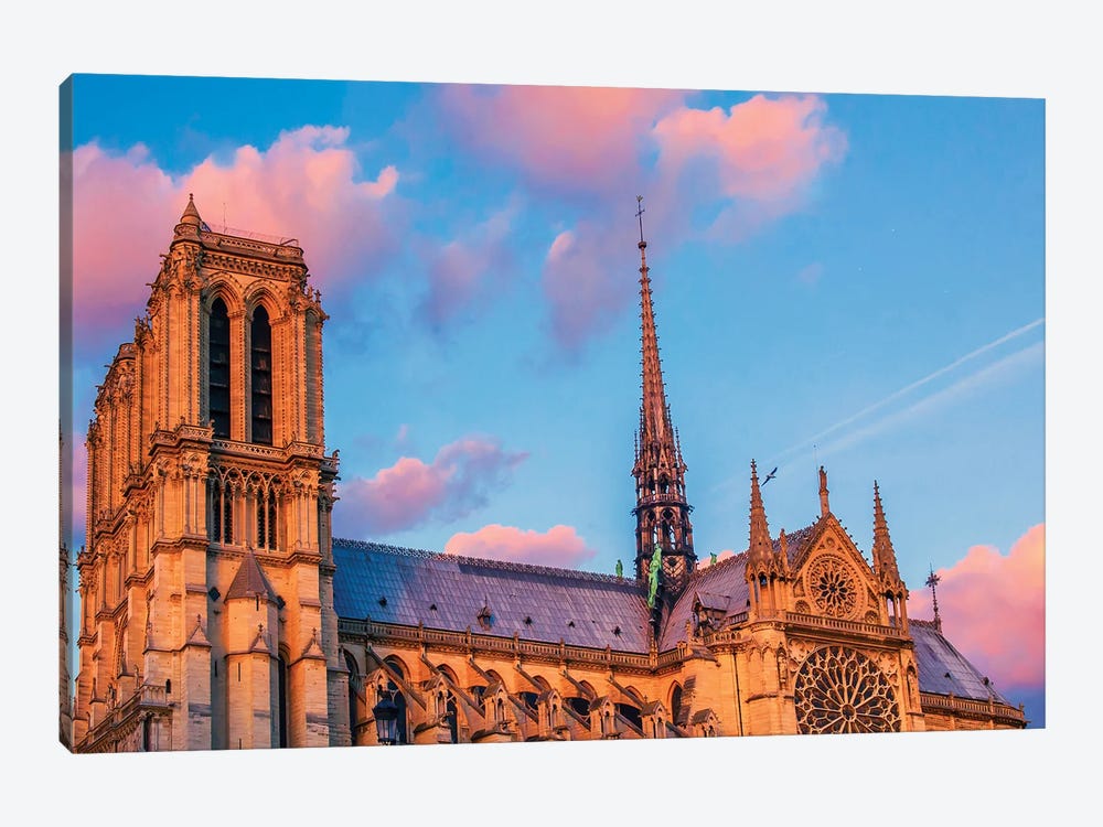 Notre-Dame Cathedral De Paris Sunset by Rose Palmisano 1-piece Canvas Art Print