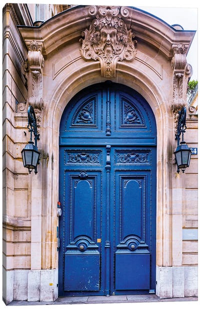 Ornate Paris Blue Door Canvas Art Print - Rose Palmisano