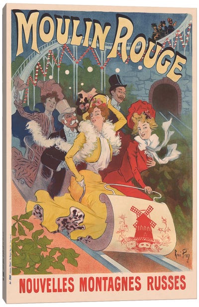 Moulin Rouge, Nouvelles Montagnes Russes Advertisement, 1889 Canvas Art Print - France Art