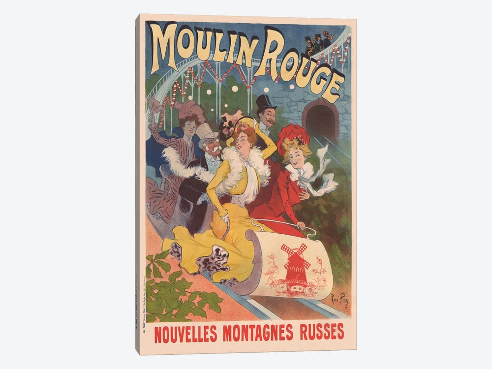 Moulin Rouge, Nouvelles Montagnes Russes Advertisement, 1889 by Rene Pean 1-piece Canvas Art Print