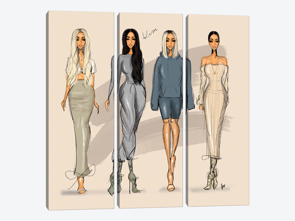 Mrs Kim Kardashian West by Handmade Highlights 3-piece Canvas Artwork