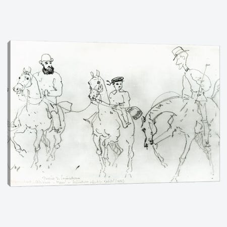 Three Horsemen: Henri De Toulouse-Lautrec Between His Father, Count Alphonse, And The Artist Canvas Print #RPT2} by Rene Princeteau Canvas Art