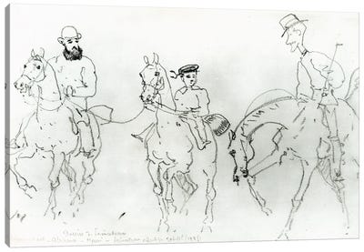 Three Horsemen: Henri De Toulouse-Lautrec Between His Father, Count Alphonse, And The Artist Canvas Art Print
