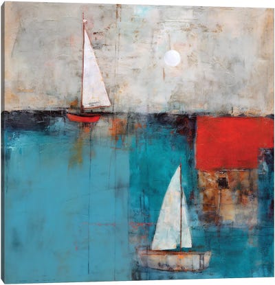 Two Sails Canvas Art Print - Contemporary Coastal