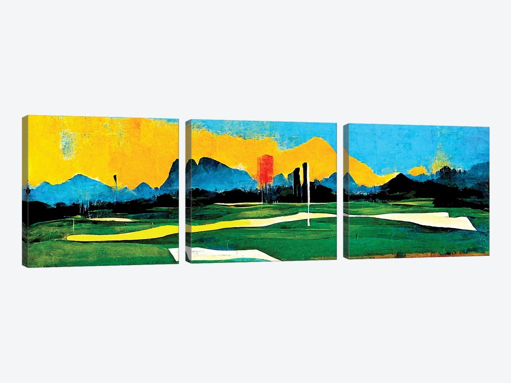 On The Green IV by Ray Powers 3-piece Canvas Print