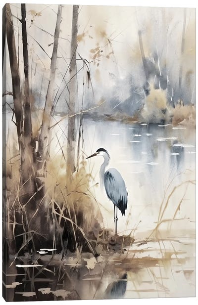 Herons X Canvas Art Print - River, Creek & Stream Art