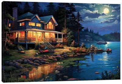 Moon River Canvas Art Print - Lakehouse Décor