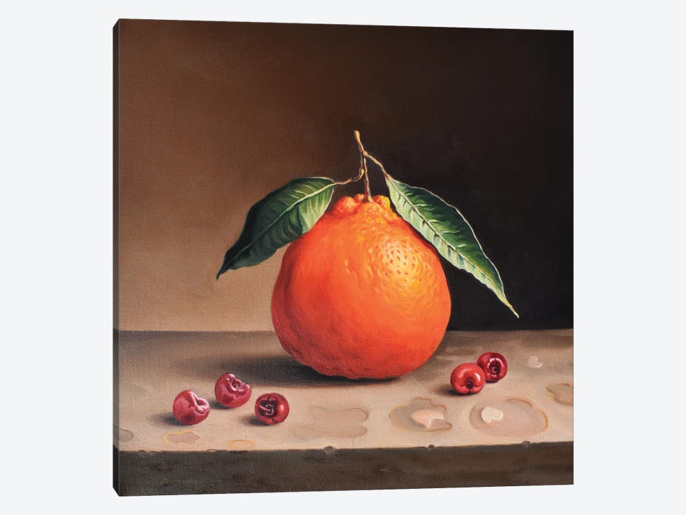 Still Life With Orange by Rakesh Ray Choudhury 1-piece Canvas Artwork
