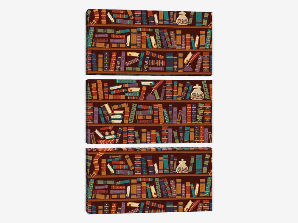 Bookshelf by Risa Rodil 3-piece Canvas Art Print