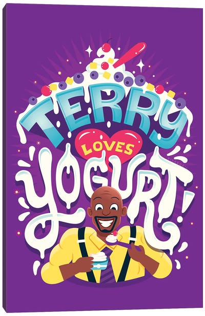 Terry Loves Yogurt Canvas Art Print - Dairy Art