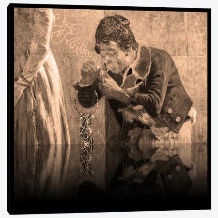 Charlotte Corday -Man with Fox Scarf Sepia Canvas Print #RRX10} by 5by5collective Canvas Wall Art