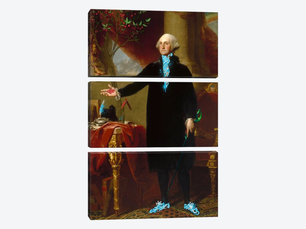 George Washington -The Man who Cut down the Cherry Tree by 5by5collective 3-piece Canvas Art Print