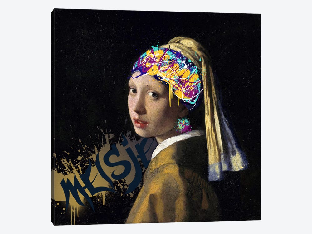 Girl with a Pearl Earring -Girl with the Graffitied Earring by 5by5collective 1-piece Art Print