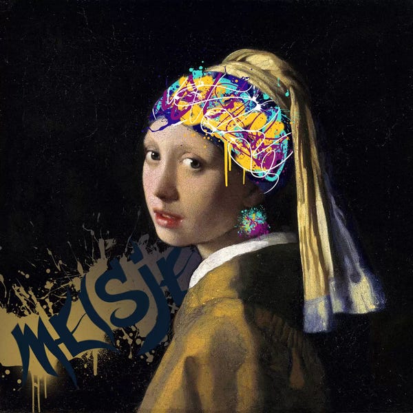 5by5collective: Girl with a Pearl Earring -Girl with the Graffitied Earring by 5by5collective