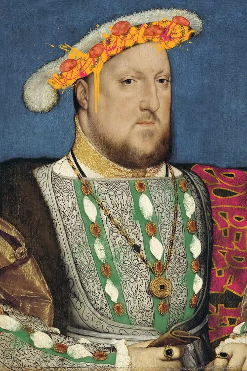 Portrait of Henry VII of England -King of England and his Pizza Hat by 5by5collective wall art
