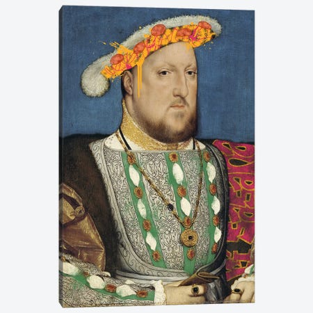 Portrait of Henry VII of England -King of England and his Pizza Hat Canvas Print #RRX18} by 5by5collective Canvas Wall Art