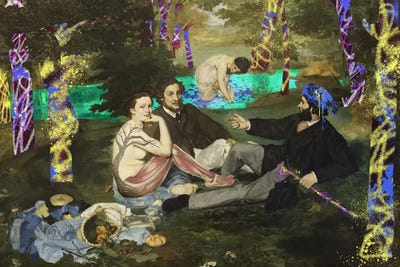 The Luncheon on the Grass -Picnic with the Neighbors  by 5by5collective canvas print