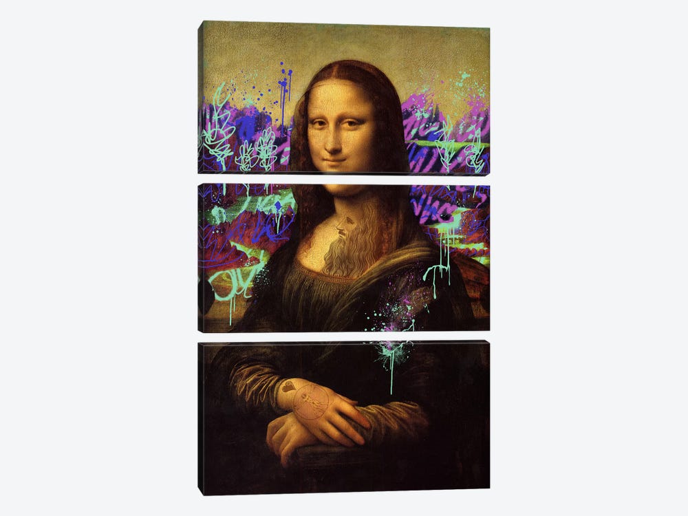 Mona Lisa -The Perfect Smile by 5by5collective 3-piece Canvas Print
