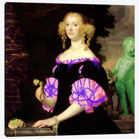 Portrait of a Woman -The Lady with the Green Baby Canvas Print #RRX28} by 5by5collective Art Print
