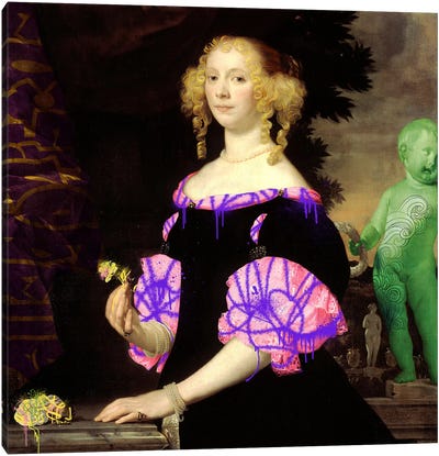 Portrait of a Woman -The Lady with the Green Baby Canvas Art Print