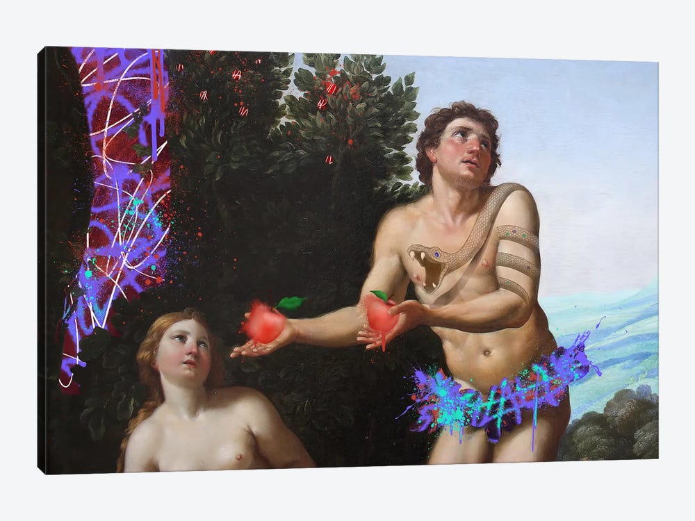 God admonishing Adam and Eve -The Apples that need to be Eaten by 5by5collective 1-piece Art Print