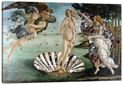 The Birth of Venus -The Lady on the Seashell  Canvas Art Print - The Birth of Venus Reimagined