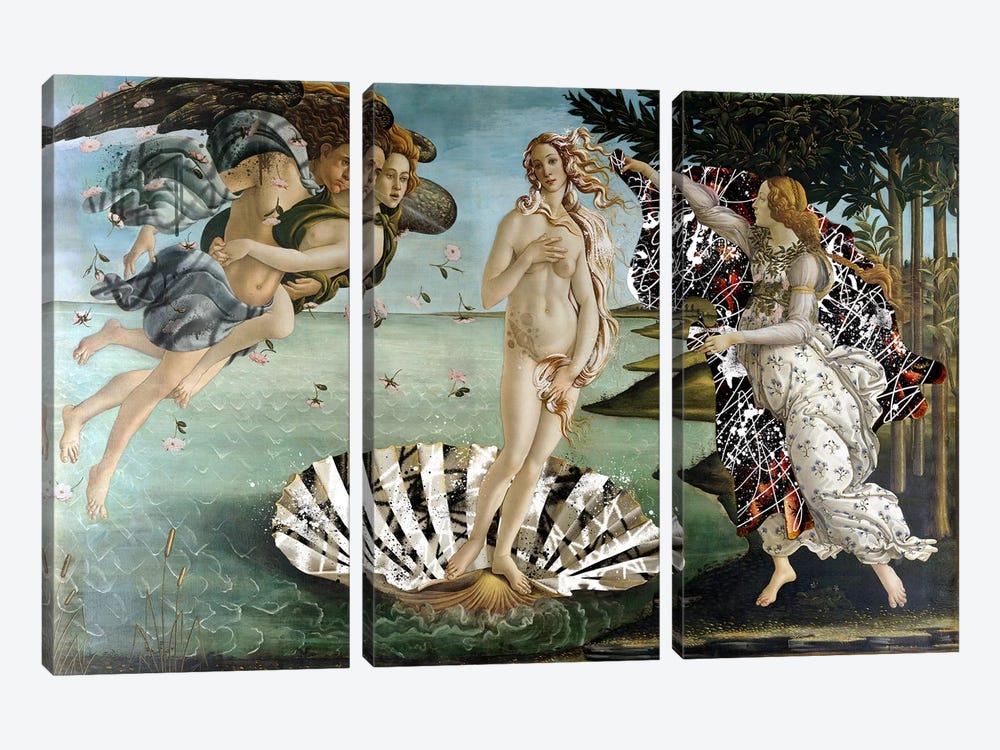 The Birth of Venus -The Lady on the Seashell  by 5by5collective 3-piece Canvas Art
