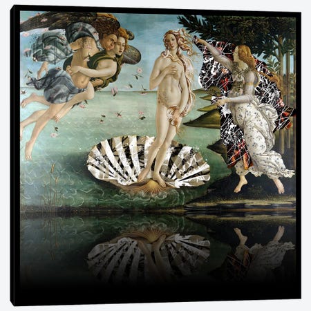 The Birth of Venus -The Lady on the Seashell Black and White Canvas Print #RRX35} by 5by5collective Canvas Art Print