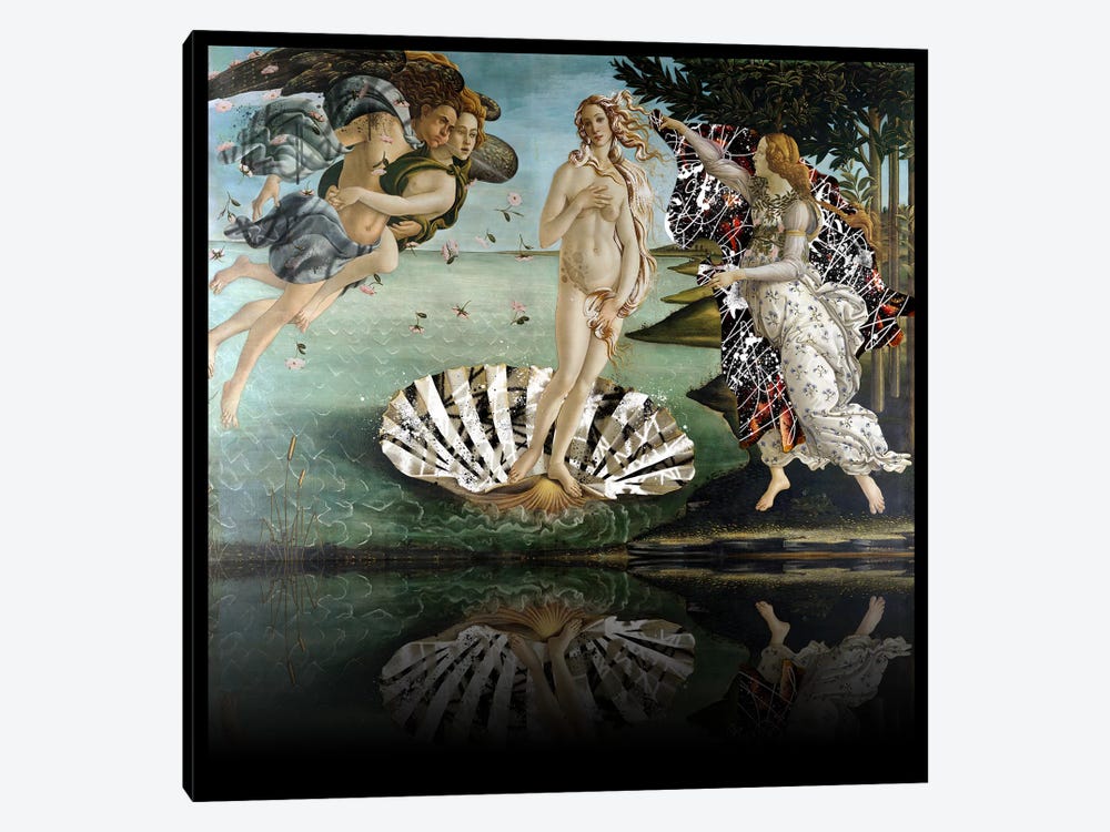 The Birth of Venus -The Lady on the Seashell Black and White by 5by5collective 1-piece Canvas Art Print