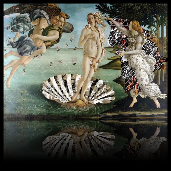 5by5collective: The Birth of Venus -The Lady on the Seashell Black and White by 5by5collective