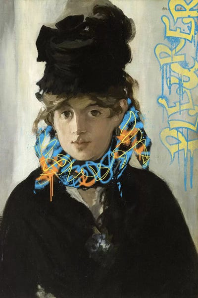 Berthe Morisot with a Bouqet of Violets -Lady in Black Dress
