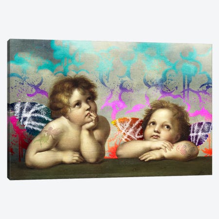 Sistine Madonna -The Two Bored Angels  Canvas Print #RRX42} by 5by5collective Art Print