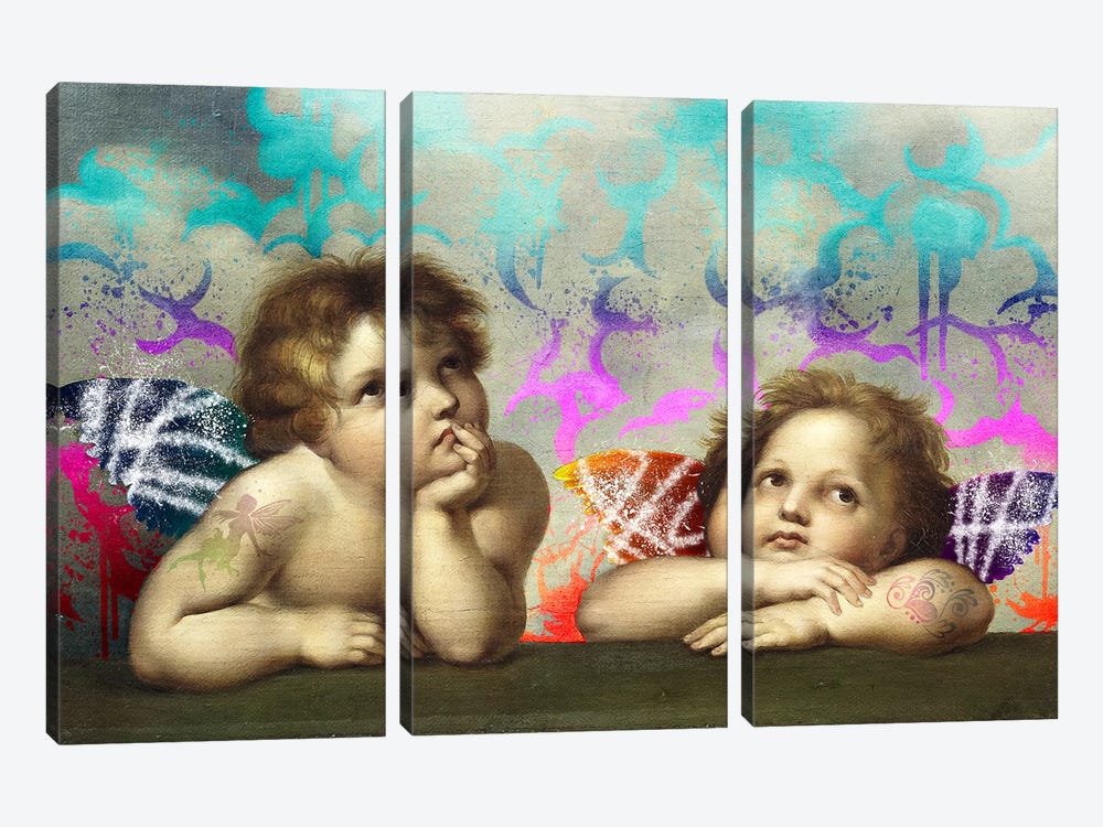Sistine Madonna -The Two Bored Angels  by 5by5collective 3-piece Art Print