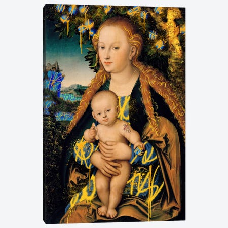 The Virgin and Child under an Apple Tree -The Mother and Son under an Apple Tree Canvas Print #RRX45} by 5by5collective Canvas Art