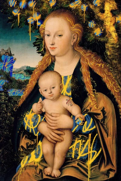 Street Art: The Virgin and Child under an Apple Tree -The Mother and Son under an Apple Tree by 5by5collective