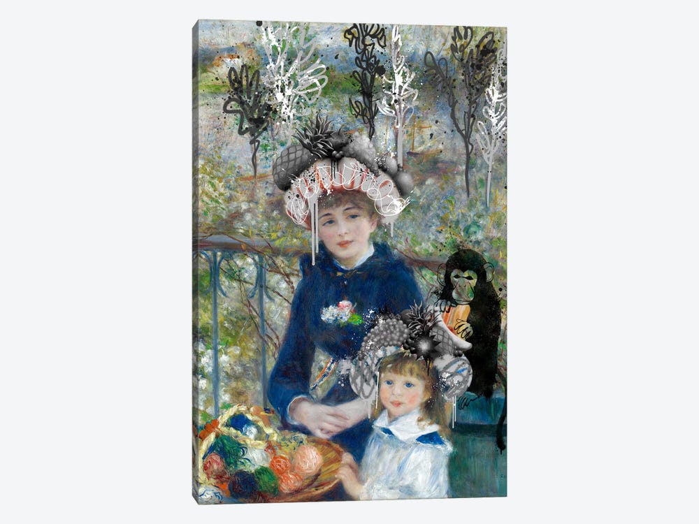 Two Sisters (On the Terrasse) -Springtime Picnic with a Monkey by 5by5collective 1-piece Canvas Art Print