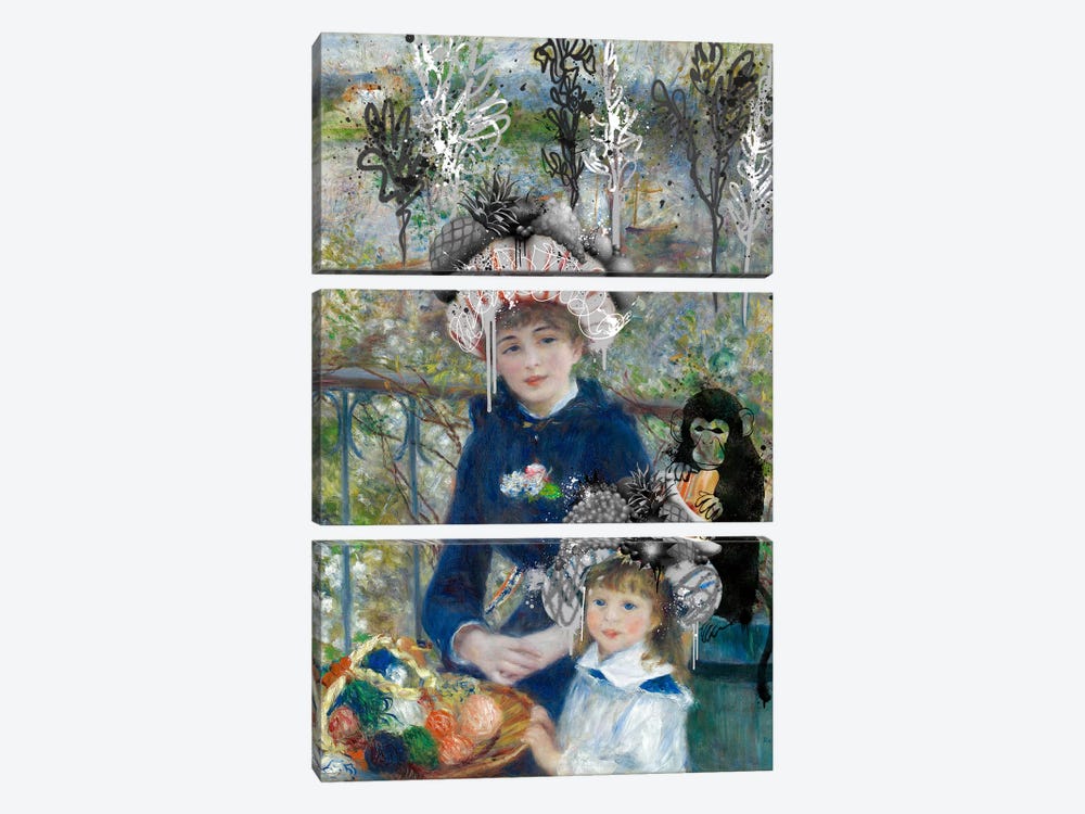 Two Sisters (On the Terrasse) -Springtime Picnic with a Monkey by 5by5collective 3-piece Art Print