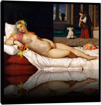Venus of Urbino -The Lady waiting to be Dressed Red and Yellow Canvas Art Print - Renaissance ReDux