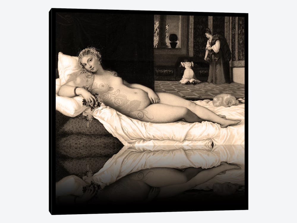 Venus of Urbino -The Lady waiting to be Dressed Sepia by 5by5collective 1-piece Canvas Art