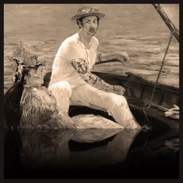 Men's Fashion: Boating - A Couple Sailing on the Boat Sepia by 5by5collective