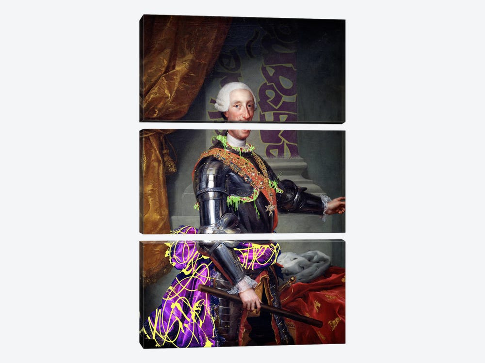 Portrait of Charles III of Spain -King of Spain with a Fancy Wardrobe by 5by5collective 3-piece Canvas Artwork