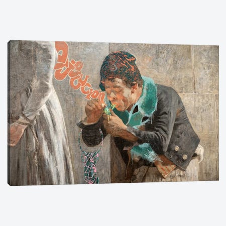 Charlotte Corday -Man with Fox Scarf  Canvas Print #RRX8} by 5by5collective Canvas Art