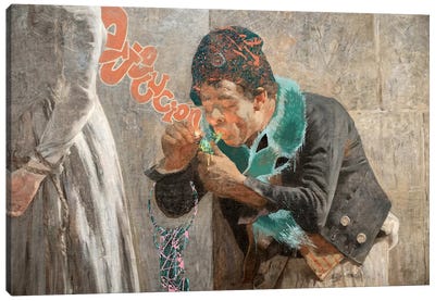 Charlotte Corday -Man with Fox Scarf  Canvas Art Print - Marijuana Art
